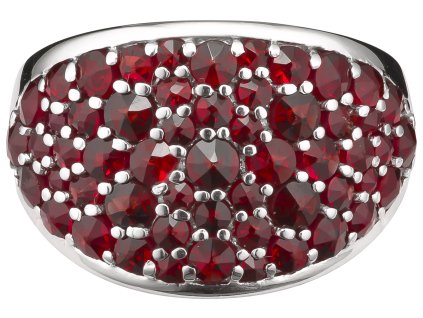 Silver ring with czech garnet, rhodium plated                                                       