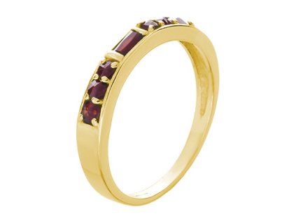 Silver ring with czech garnet, gold plated - line                                                   