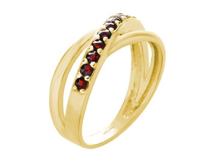Silver ring with czech garnet, gold plated - line                                                   