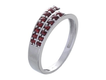 Silver ring with czech garnet, rhodium plated - line                                                