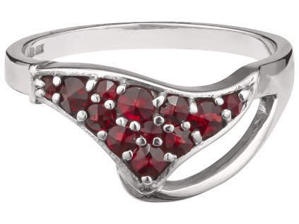 Silver ring with czech garnet, rhodium plated - triangle                                            