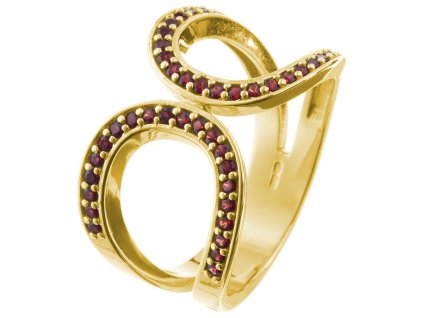 Silver ring with czech garnet, gold plated                                                          