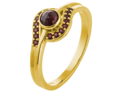 Silver ring with czech garnet, gold plated                                                          