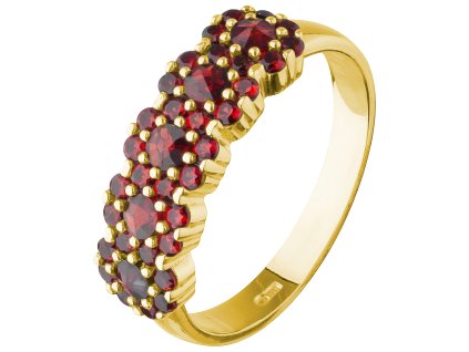 Silver ring with czech garnet, gold plated - flower                                                 