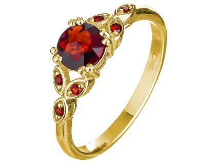 Silver ring with czech garnet, gold plated                                                          
