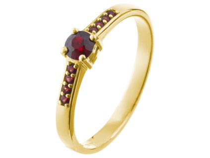 Silver ring with czech garnet, gold plated - line                                                   