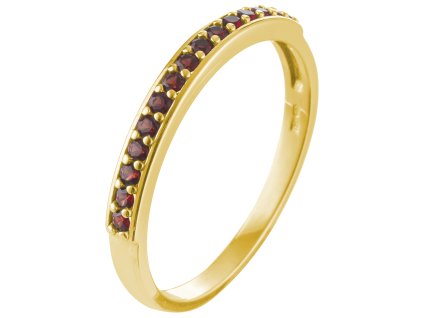 Silver ring with czech garnet, gold plated - line                                                   
