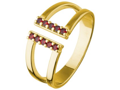 Silver ring with czech garnet, gold plated                                                          