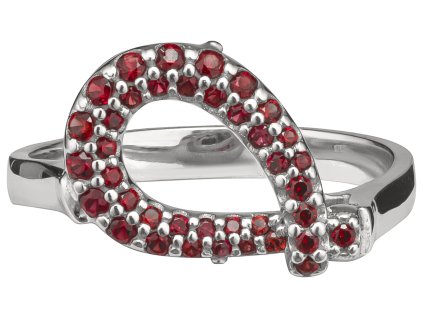 Silver ring with czech garnet, rhodium plated - drop                                                