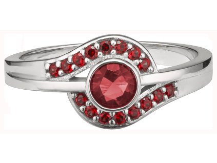 Silver ring with czech garnet, rhodium plated                                                       