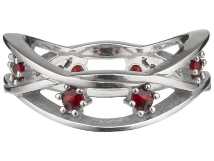 Silver ring with czech garnet, rhodium plated - line                                                