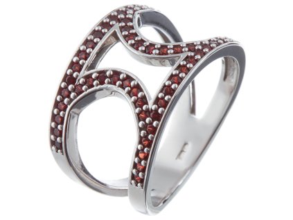 Silver ring with czech garnet, rhodium plated                                                       