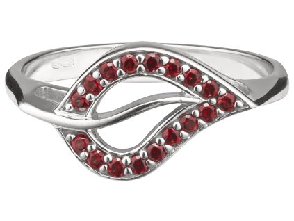 Silver ring with czech garnet, rhodium plated - leaf                                                