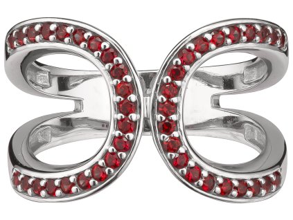 Silver ring with czech garnet, rhodium plated                                                       