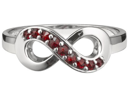 Silver ring with czech garnet, rhodium plated - infinity                                            