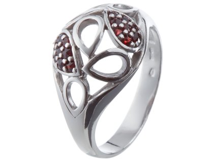Silver ring with czech garnet, rhodium plated                                                       