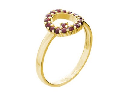 Silver ring with czech garnet, gold plated - circle                                                 