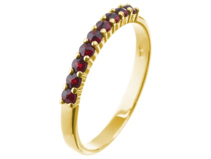 Silver ring with czech garnet, gold plated - line                                                   