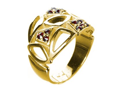 Silver ring with czech garnet, gold plated                                                          
