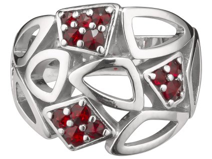 Silver ring with czech garnet, rhodium plated                                                       