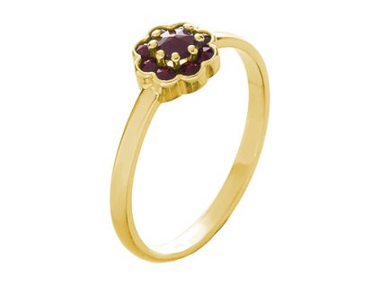 Silver ring with czech garnet, gold plated - flower                                                 