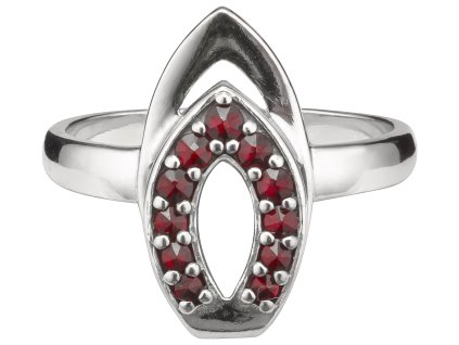 Silver ring with czech garnet, rhodium plated - oval                                                