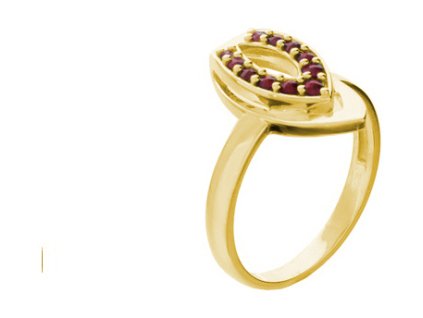 Silver ring with czech garnet, gold plated - oval                                                   