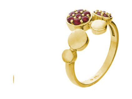 Silver ring with czech garnet, gold plated - circle                                                 