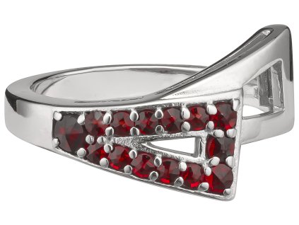 Silver ring with czech garnet, rhodium plated - triangle                                            