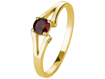 Silver ring with czech garnet, gold plated                                                          