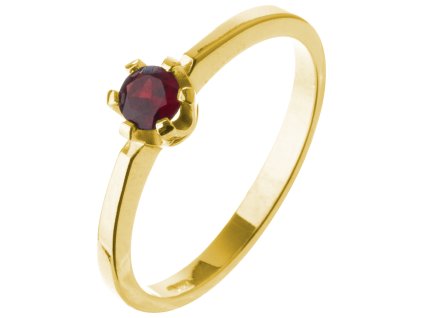 Silver ring with czech garnet, gold plated                                                          