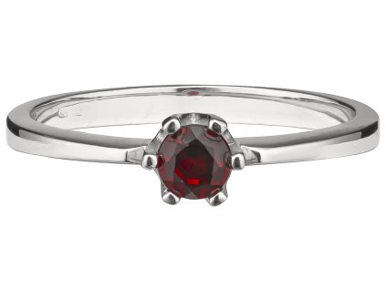 Silver ring with czech garnet, rhodium plated                                                       