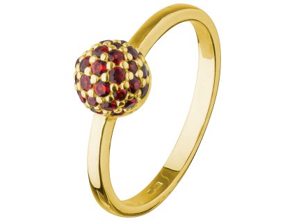 Silver ring with czech garnet, gold plated                                                          