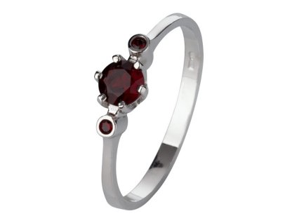 Silver ring with czech garnet, rhodium plated                                                       