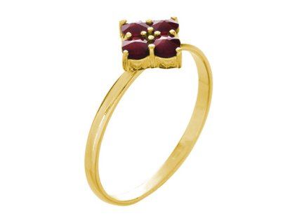 Silver ring with czech garnet, gold plated - flower                                                 