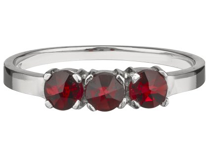 Silver ring with czech garnet, rhodium plated - line                                                