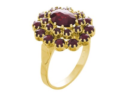 Silver ring with czech garnet, gold plated - oval                                                   