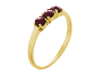 Silver ring with czech garnet, gold plated - line                                                   