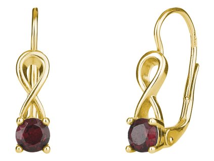 Silver earrings with czech garnet, gold plated                                                      