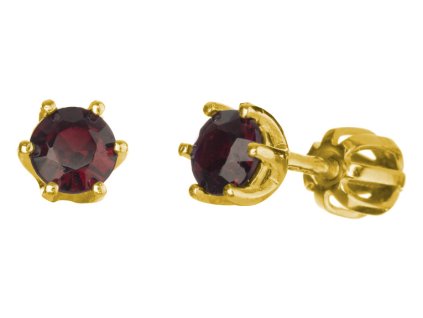 Silver earrings with czech garnet, gold plated                                                      