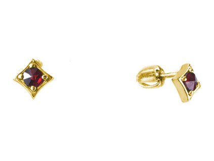 Silver earrings with czech garnet, gold plated                                                      