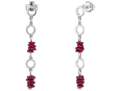 Silver earrings with czech garnet, rhodium plated                                                   