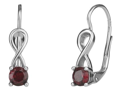 Silver earrings with czech garnet, rhodium plated                                                   