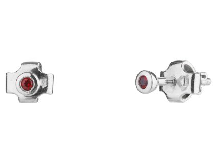 Silver earring with czech garnet, rhodium plated - 1 pc