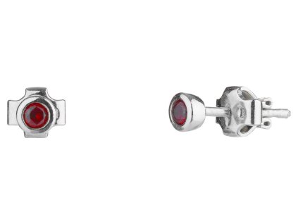 Silver earring with czech garnet, rhodium plated - 1 pc