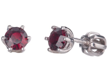 Silver earrings with czech garnet, rhodium plated                                                   
