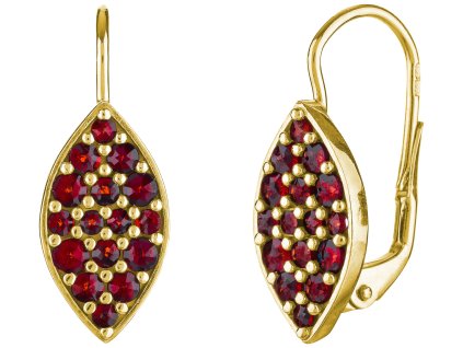 Silver earrings with czech garnet, gold plated - tip                                                