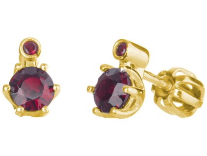 Silver earrings with czech garnet, gold plated                                                      