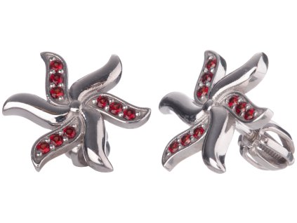 Silver earrings with czech garnet, rhodium plated - star                                            