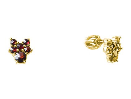 Silver earrings with czech garnet, gold plated                                                      